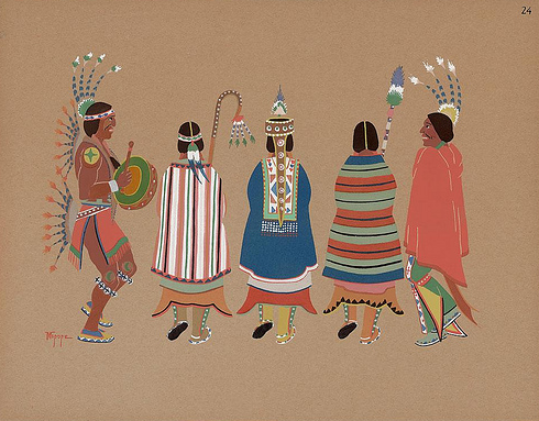 pochoir, print, kiowa five, native american, thlooksee