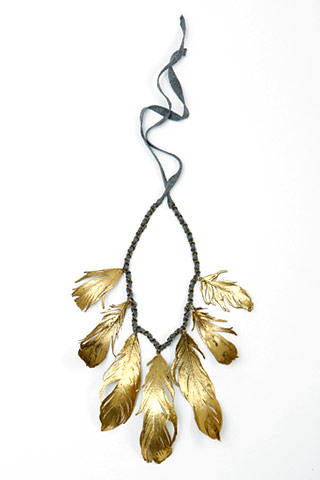 aurelie bidermann, gold feather, necklace, the looksee