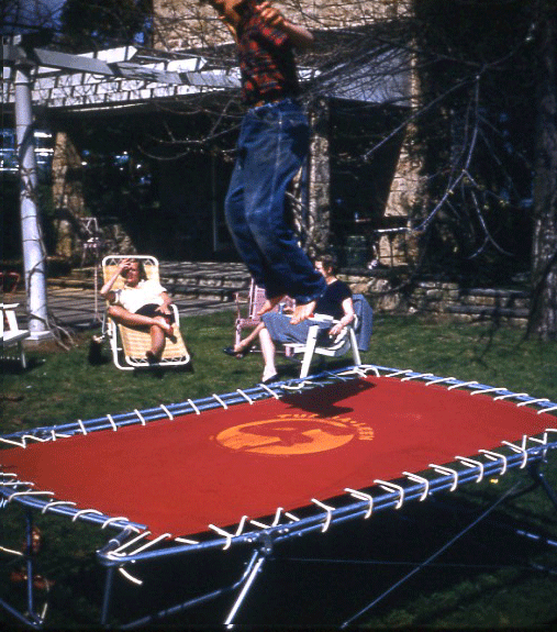 square america, trampoline, vintage photo, animated, thelooksee
