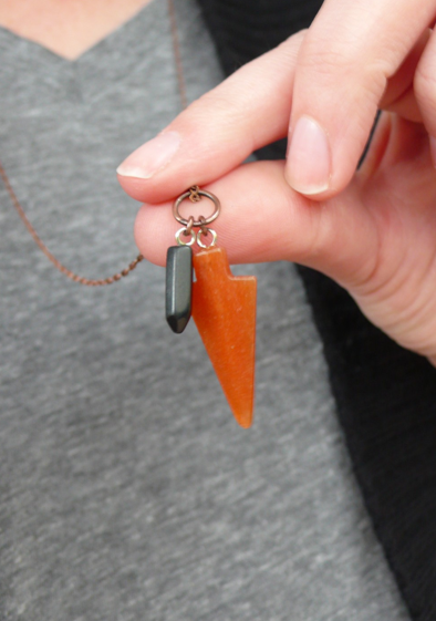 necklace, pendant, jade, arrowhead, native american style, spike, thelooksee