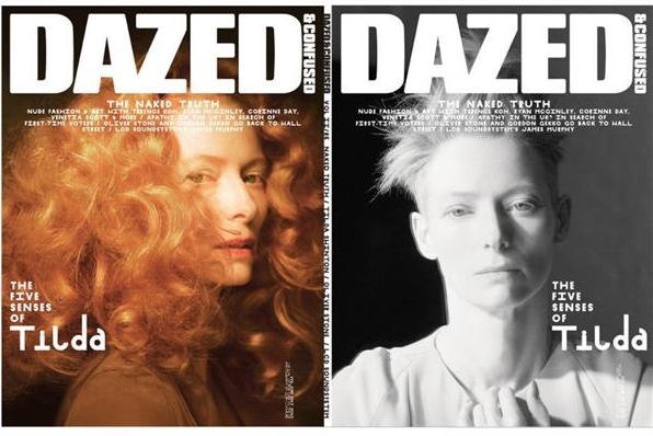 dazed and confused, tilda swinton, cover, magazine, photo, thelooksee
