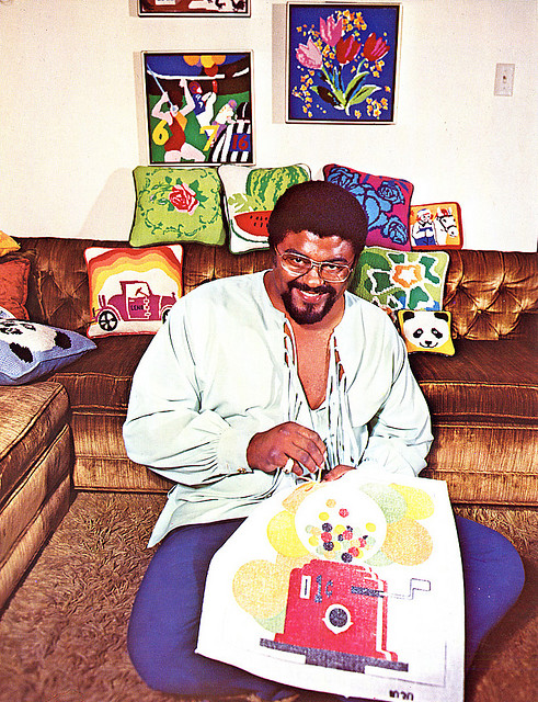 rosey grier, needlepoint, football, novelty, book, vintage, the looksee
