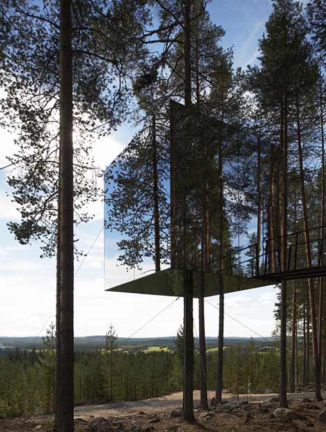 tree hotel by tham and videgard arkitekter, building, mirrorcube, thelooksee