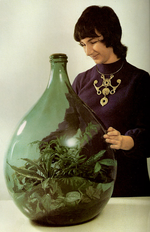vintage, time life book, foliage house plants, terrarium, bottle, 70's, the look see